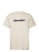 Logo Tee Tops T-Kortærmet Skjorte Cream Wrangler