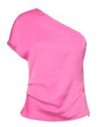 2Nd Cornlie - Satin Daze Tops Blouses Short-sleeved Pink 2NDDAY