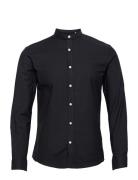 Oxford Manderin Superflex L/S Tops Shirts Casual Black Lindbergh