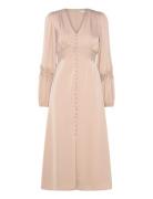 Alicia Midi Dress Knælang Kjole Beige Bubbleroom