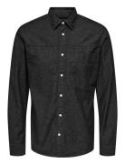 Onsdino Reg Chambray Ls Shirt Tops Shirts Casual Black ONLY & SONS