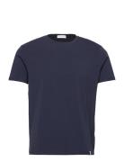 Panos Emporio Organic Cotton Tee Crew Tops T-Kortærmet Skjorte Navy Pa...