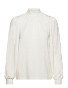 Slfsaya Ls High Neck Top Tops Blouses Long-sleeved White Selected Femm...