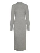 Onlkatia L/S Puff Long Slit Dress Ex Knt Knælang Kjole Grey ONLY