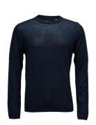 Merino Knit O-Neck Tops Knitwear Round Necks Navy Lindbergh