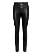 Edie Forming Leggings Bottoms Trousers Leather Leggings-Bukser Black W...