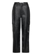 Slfkaisa Hw Leather Pant Bottoms Trousers Leather Leggings-Bukser Blac...