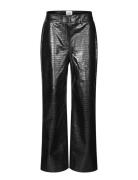 Amillia Trousers Bottoms Trousers Leather Leggings-Bukser Black Second...