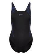 Womens Hyperboom Splice Muscleback 1 Pc Sport Swimsuits Black Speedo