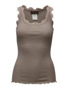 Rwbabette Silk Sl U-Neck Long Lace Tops T-shirts & Tops Sleeveless Bro...