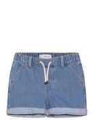 Elastic Waist Denim Bermuda Shorts Bottoms Shorts Blue Mango