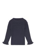 Nmfvianna Ls Slim Knit N Tops T-shirts Long-sleeved T-Skjorte Navy Nam...