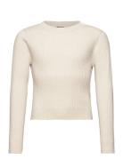 Nlffulla Ls Short Knit Tops T-shirts Long-sleeved T-Skjorte Cream LMTD