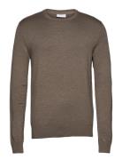 Mélange Round Neck Knit Tops Knitwear Round Necks Grey Lindbergh