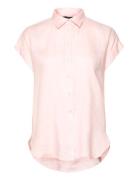 Relaxed Fit Linen Short-Sleeve Shirt Tops Shirts Short-sleeved Pink La...