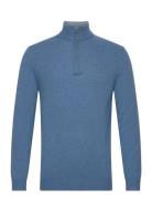 Lambswool Hzip Tops Knitwear Half Zip Jumpers Blue Hackett London