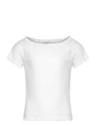 Top Rib Curly Hem Stina Tops T-Kortærmet Skjorte White Lindex