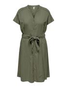 Carcaro S/S Linen Calf Shirt Dress Tlr Kort Kjole Khaki Green ONLY Car...