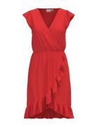 Vimo Y S/S Wrap Flounce Dress /1/Ka Kort Kjole Red Vila