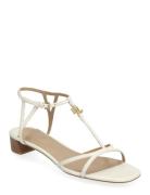 Fallon Nappa Leather Sandal Flade Sandaler White Lauren Ralph Lauren