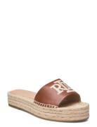 Polly Burnished Leather Espadrille Espadrillos Flade Sandal Brown Laur...