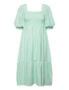 Cheri Solid Dress Knælang Kjole Green A-View