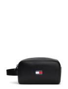 Tjm Archive Leather Washbag Toilettaske Black Tommy Hilfiger