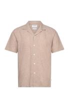 Casual Linen Blend Resort S/S Tops Shirts Short-sleeved Beige Lindberg...