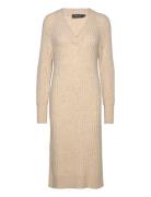 Slrakel V-Neck Dress Knælang Kjole Beige Soaked In Luxury