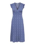 Onlmay S/L Wrap Midi Dress Box Jrs Knælang Kjole Blue ONLY