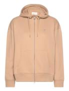 Rel Shield Zip Hoodie Tops Sweatshirts & Hoodies Hoodies Beige GANT