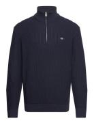 Cotton Texture Halfzip Tops Knitwear Half Zip Jumpers Blue GANT
