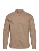 Johan Twill Shirt Tops Shirts Casual Beige Kronstadt