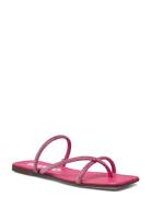 Biasissel Strappy Slide Rhinest Smooth Leather Flade Sandaler Pink Bia...