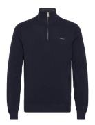 Cotton Pique Half Zip Tops Knitwear Half Zip Jumpers Navy GANT