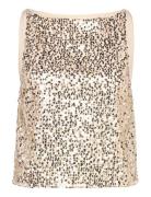 Net Sequins Boatneck Top Tops Blouses Sleeveless Beige ROTATE Birger C...