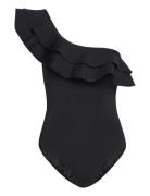 Eleonor -Shoulder Swimsuit Badedragt Badetøj Black Malina