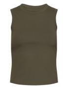 Studio Rib Tank Sport T-shirts & Tops Sleeveless Khaki Green Björn Bor...