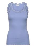 Rwbabette Silk Sl U-Neck Long Lace Tops T-shirts & Tops Sleeveless Blu...