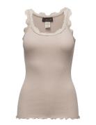 Rwbabette Silk Sl U-Neck Long Lace Tops T-shirts & Tops Sleeveless Bei...