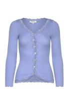 Rwbabette Ls V-Neck Regular Lace Ca Tops Knitwear Cardigans Blue Rosem...