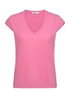 Cc Heart Basic V-Neck T-Shirt Tops T-shirts & Tops Short-sleeved Pink ...