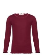 Rkbeatha Ls Lace Top Tops T-shirts Long-sleeved T-Skjorte Burgundy Ros...