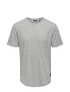 Onsmatt Longy Ss Tee Noos Tops T-Kortærmet Skjorte Grey ONLY & SONS