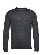 Slhtown Merino Coolmax Knit Crew B Tops Knitwear Round Necks Grey Sele...