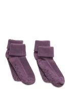 Baby Rib Sock W. Abs  Strømper Non-slip Purple Minymo