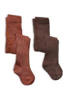 Stocking - Bamboo Rib  Tights Brown Minymo