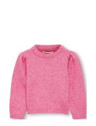 Kmglesly L/S Puff Pullover Cp Knt Tops Knitwear Pullovers Pink Kids On...