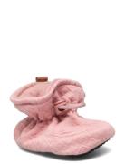 Quilted Textile Slippers Shoes Baby Booties Pink Melton