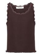 Rkbeatha Sl Top W/ Lace Tops T-shirts Sleeveless Burgundy Rosemunde Ki...